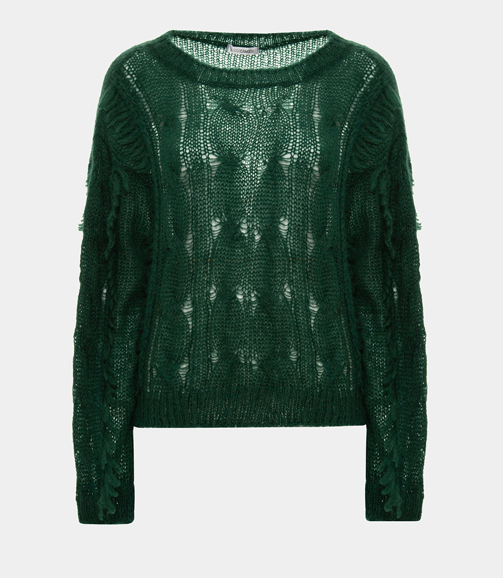 Fringe sweater - Green - Nara Milano