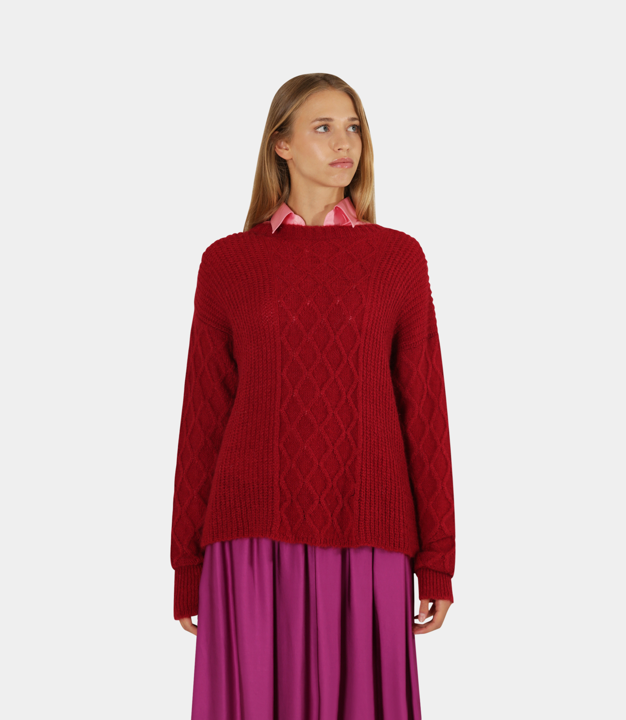 Aran Sweater - Red - Nara Milano