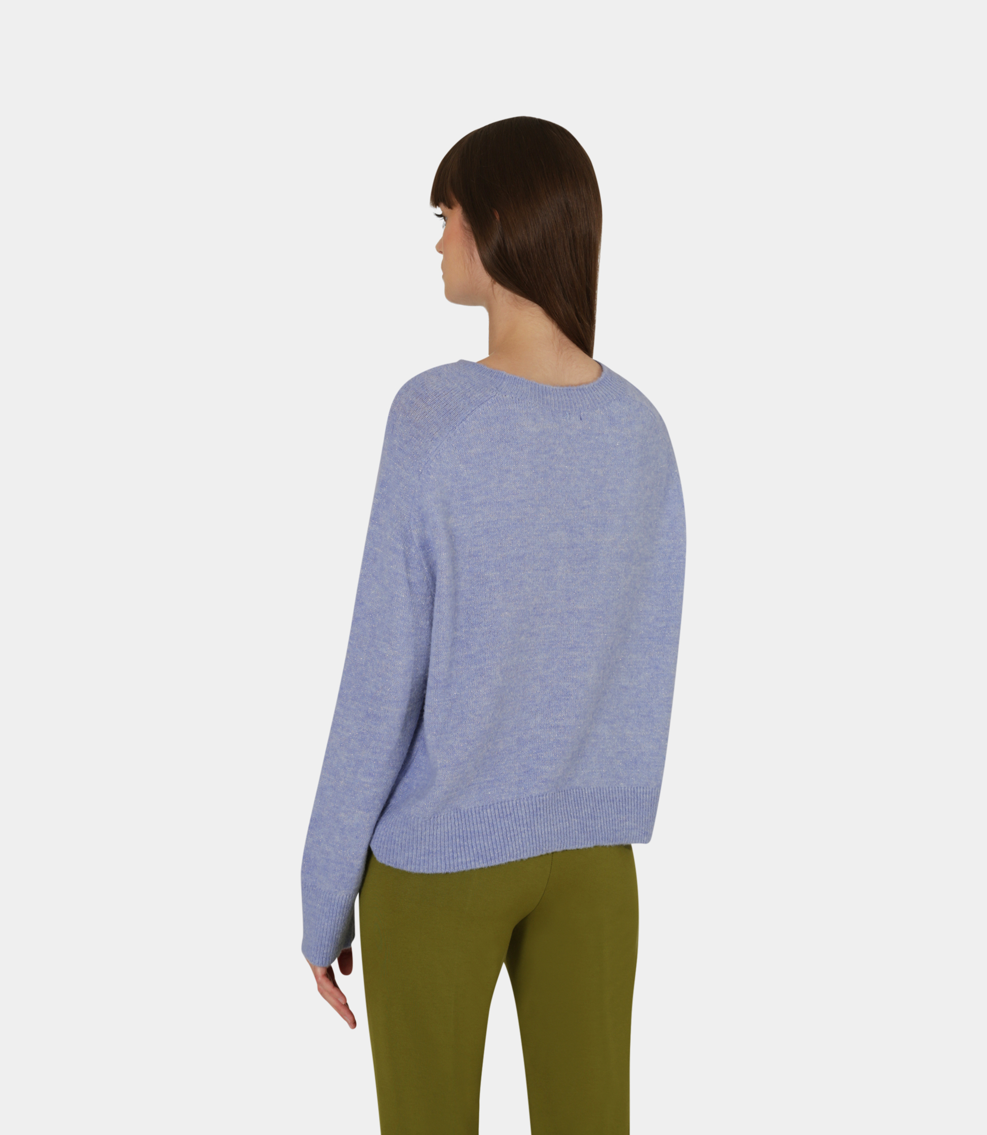 Crew neck crop sweater - Azure - NaraMilano