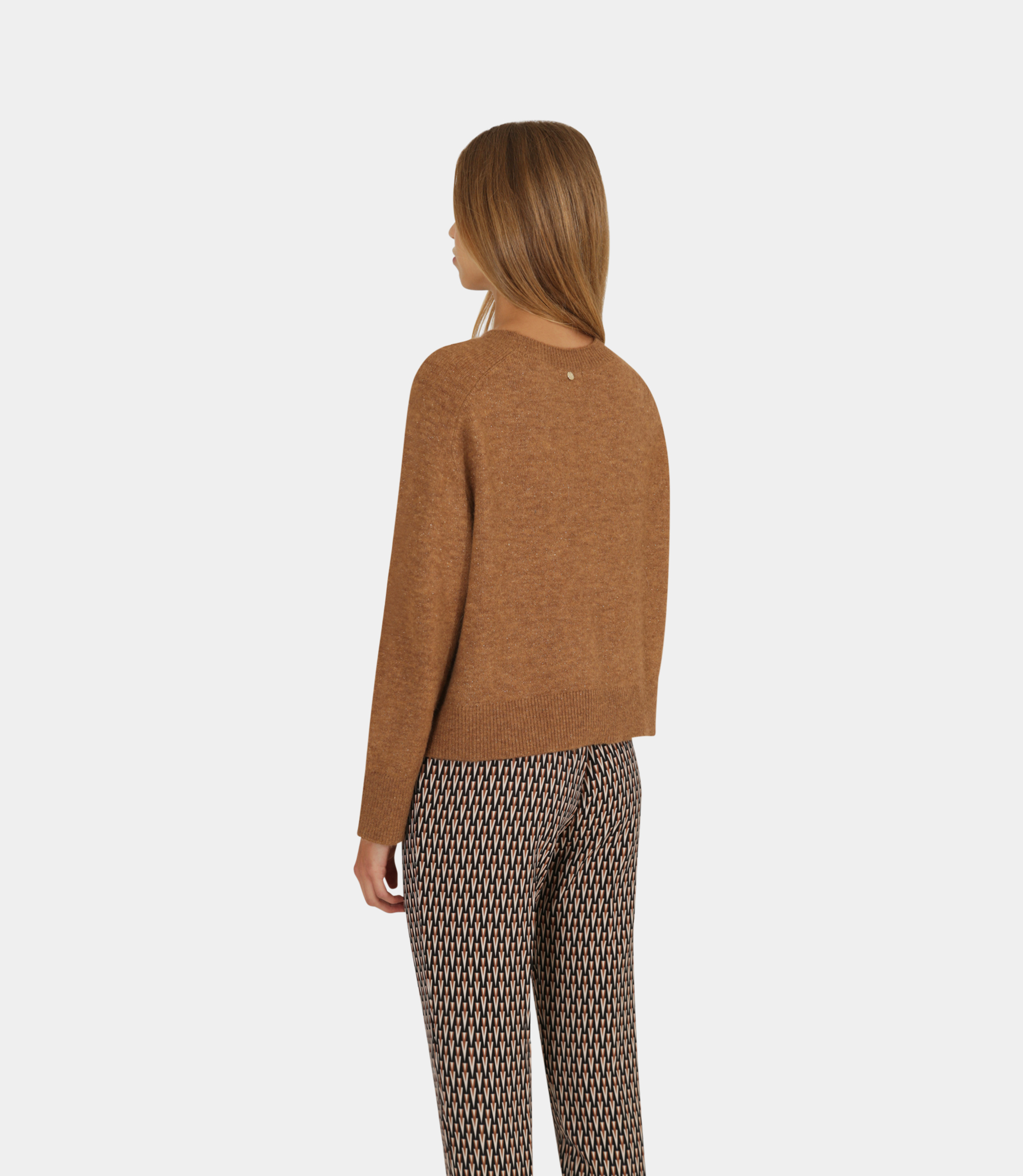 Crew neck crop sweater - Brown - Nara Milano