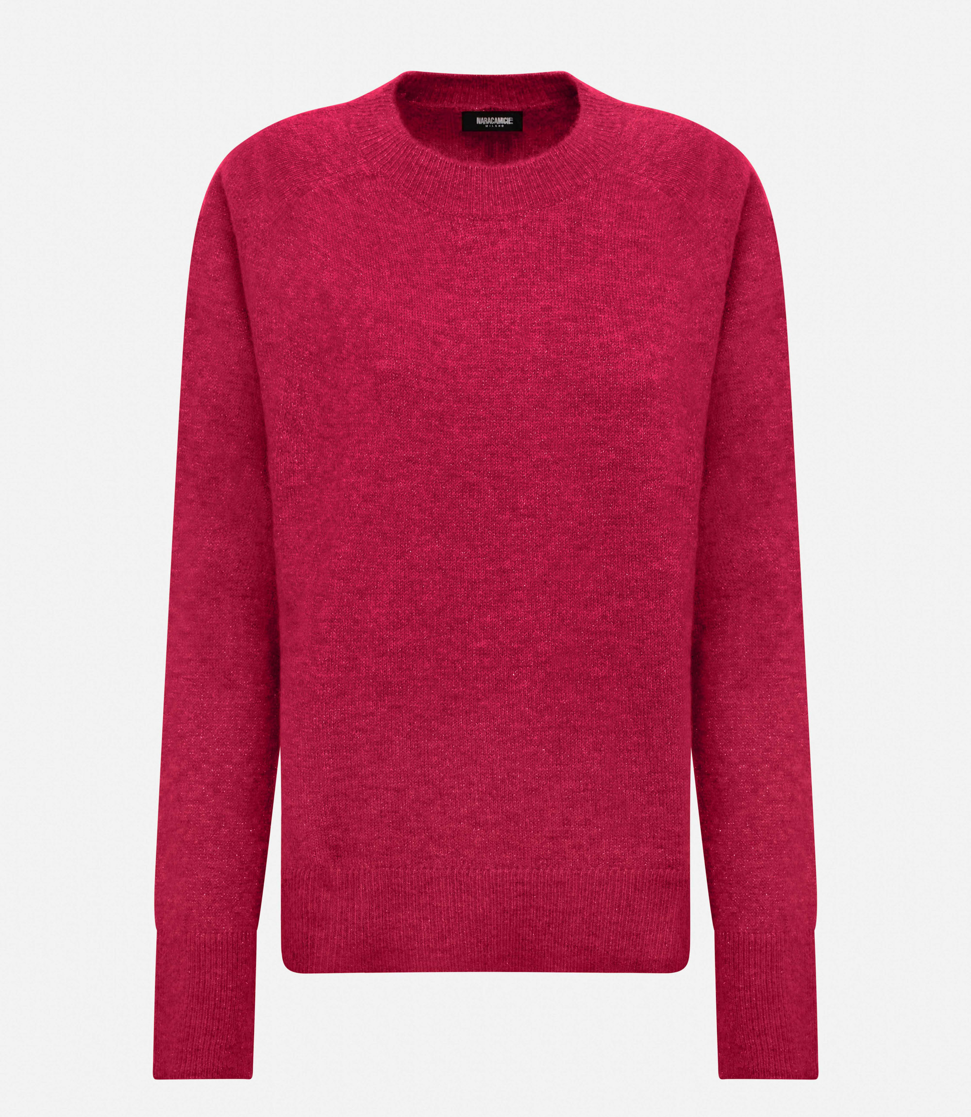 Crew neck crop sweater - Pink - Nara Milano