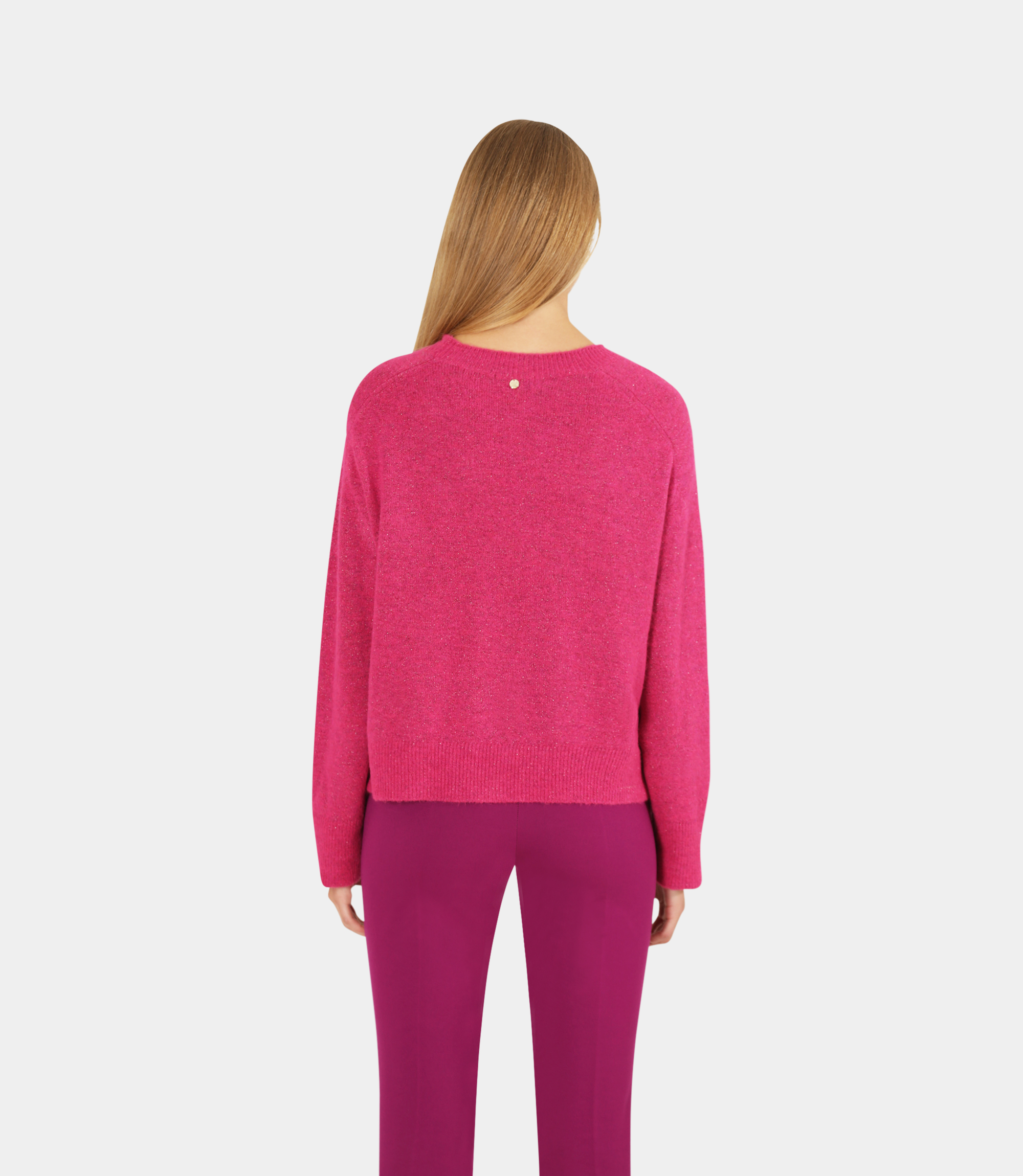 Crew neck crop sweater - Pink - NaraMilano