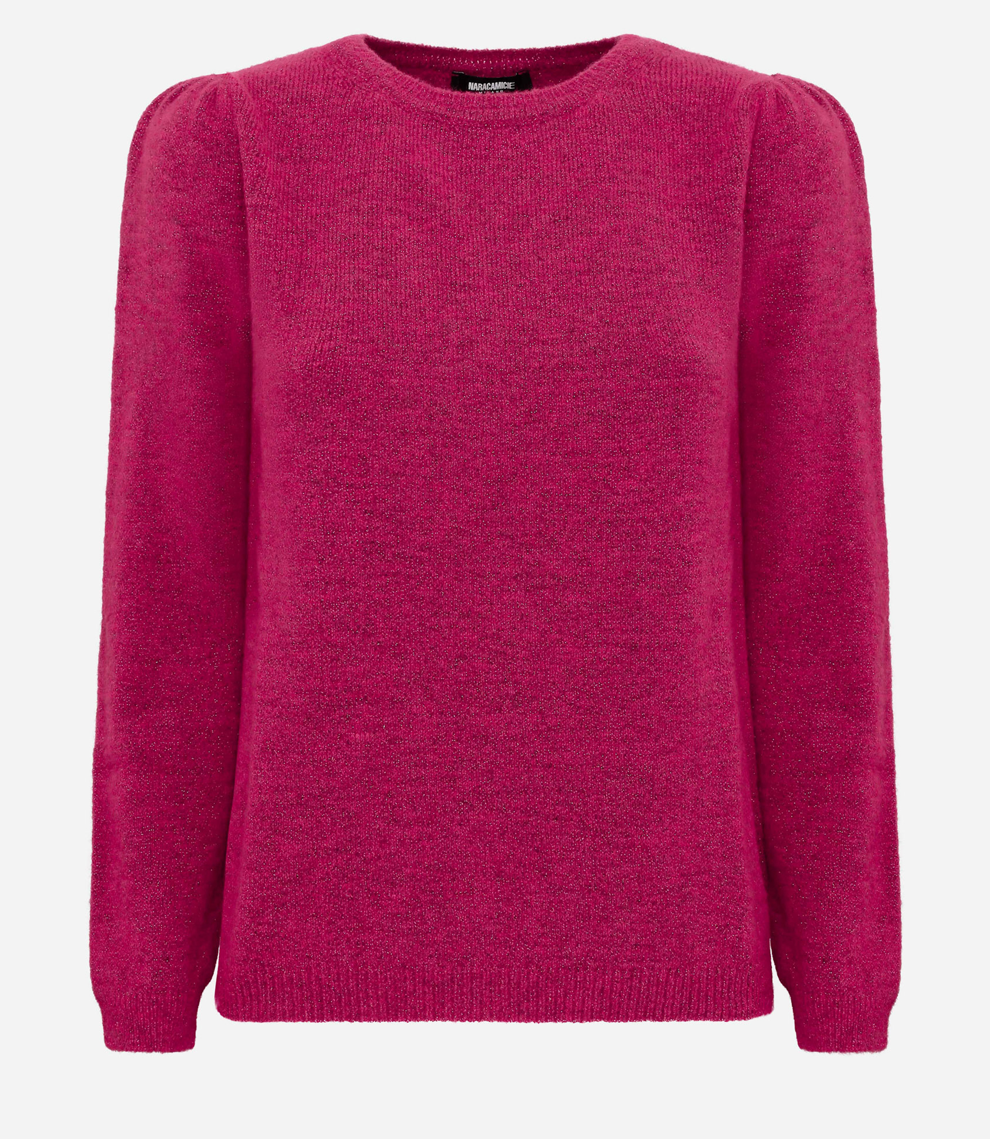 Roundneck sweater with gathers - Pink - Nara Milano