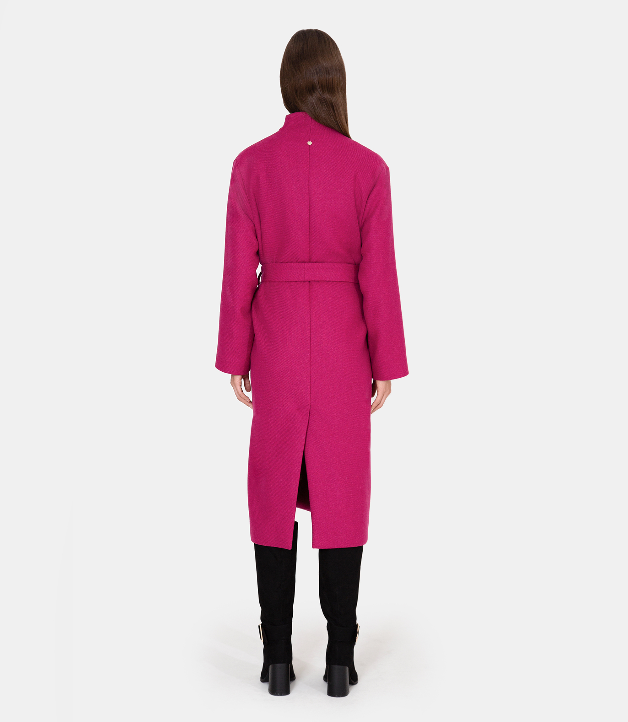 Shawl-neck coat - Pink - Nara Milano