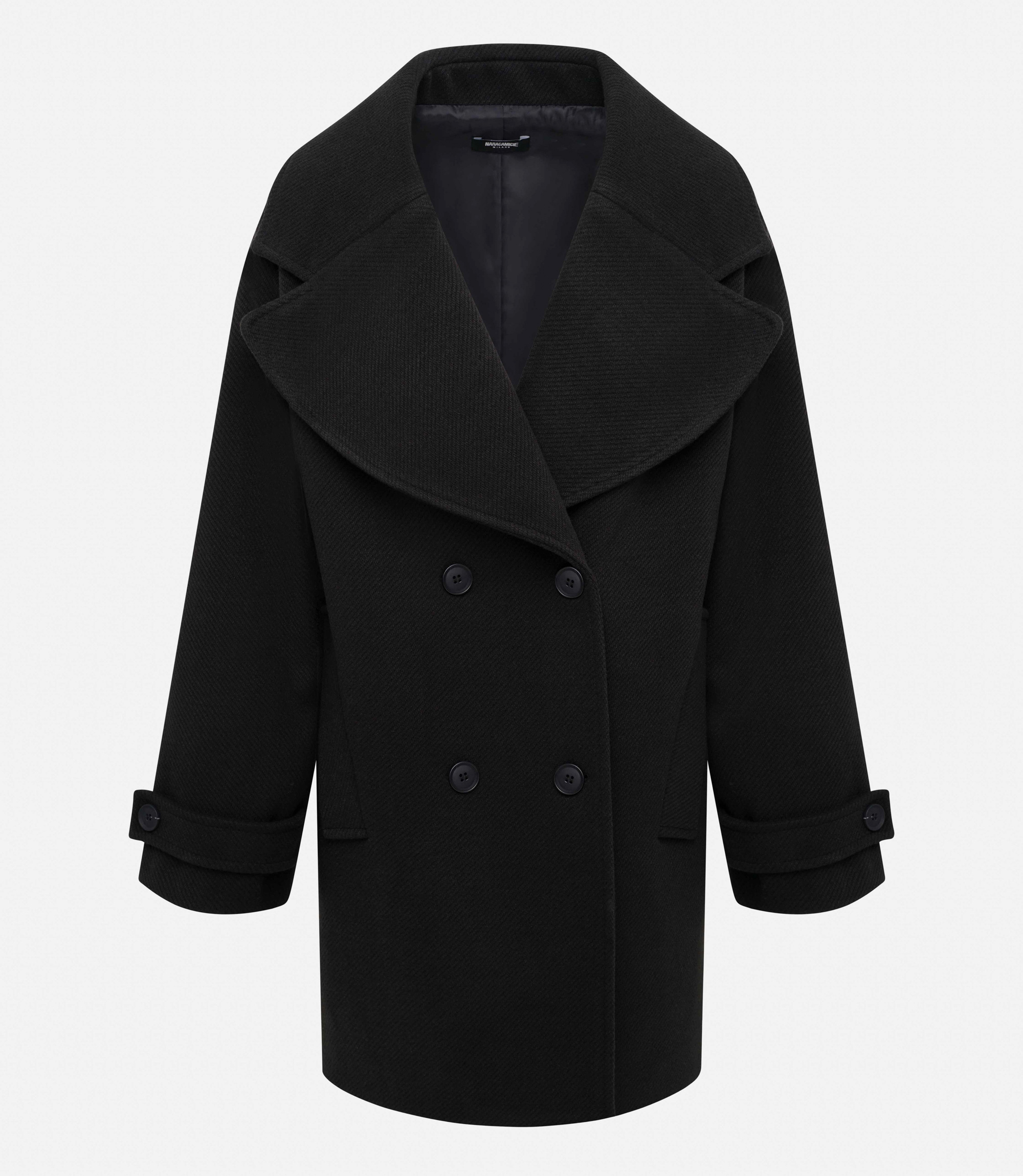 Double-breasted coat - Black - Nara Milano