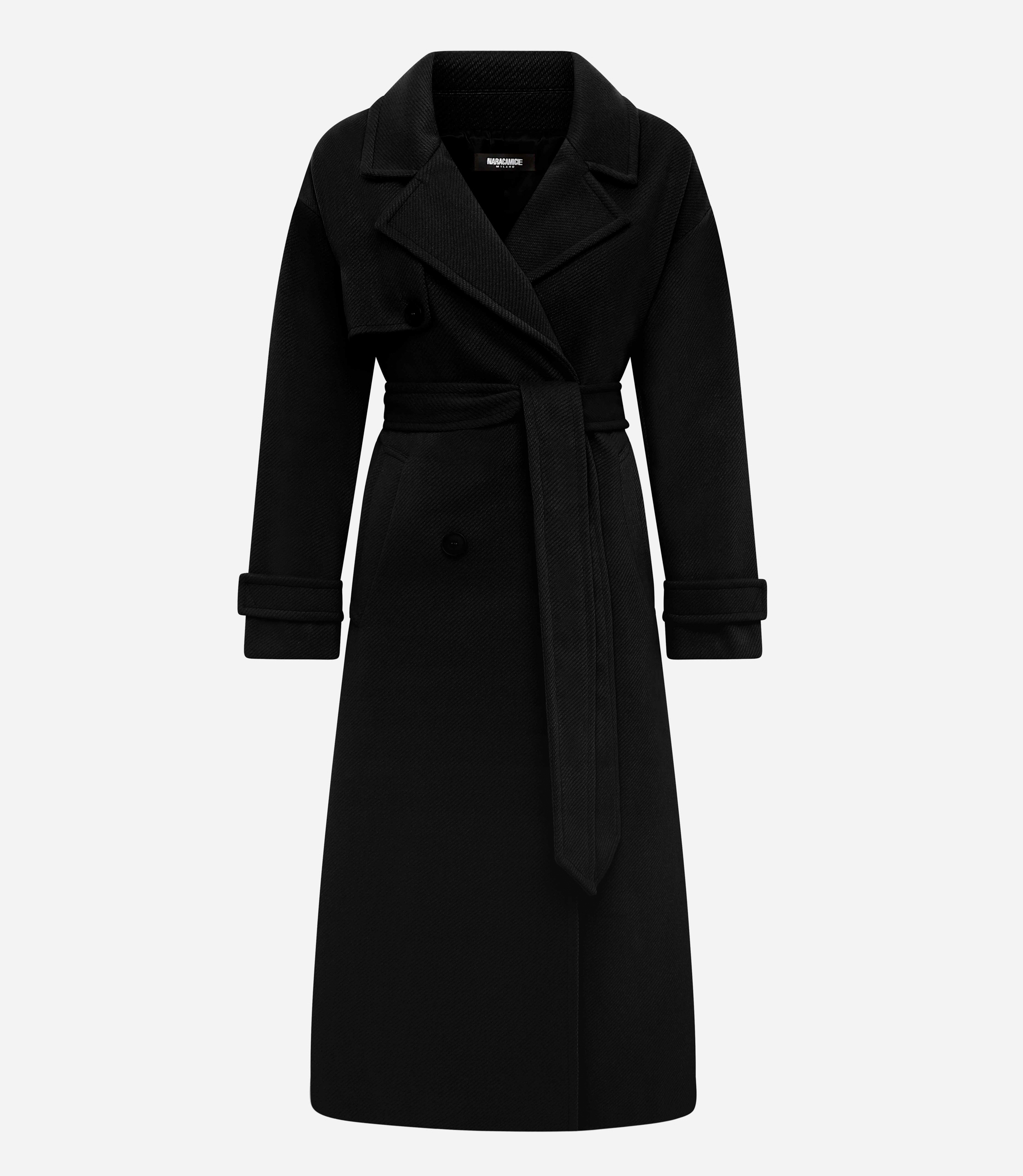 Wool trench coat - Black - NaraMilano