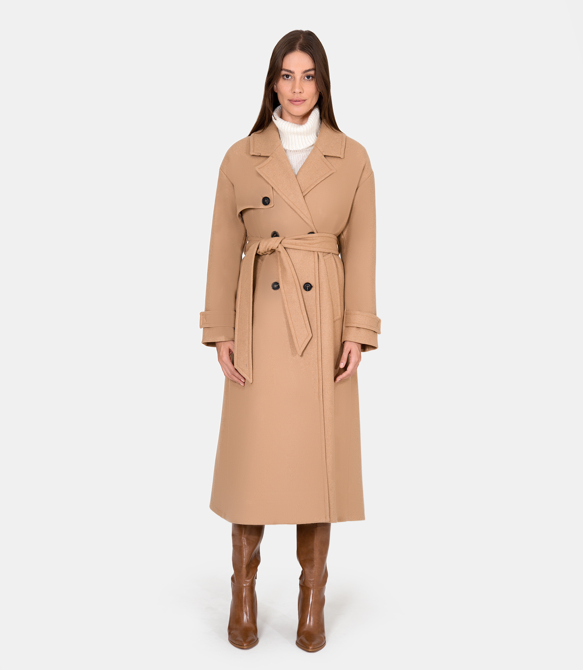 Wool trench coat - Brown - Nara Milano