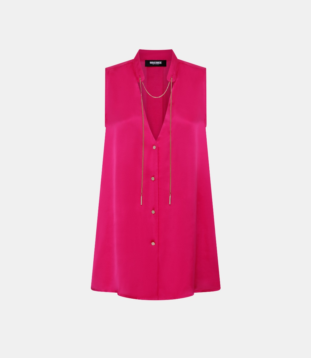 Sleeveless blouse with detail - PINK - NaraMilano