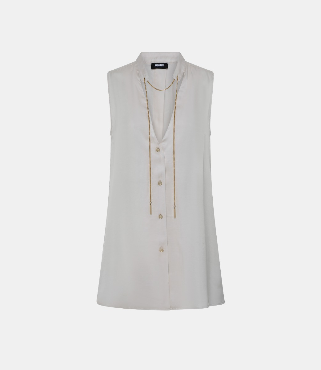 Sleeveless blouse with detail - YELLOW - NaraMilano