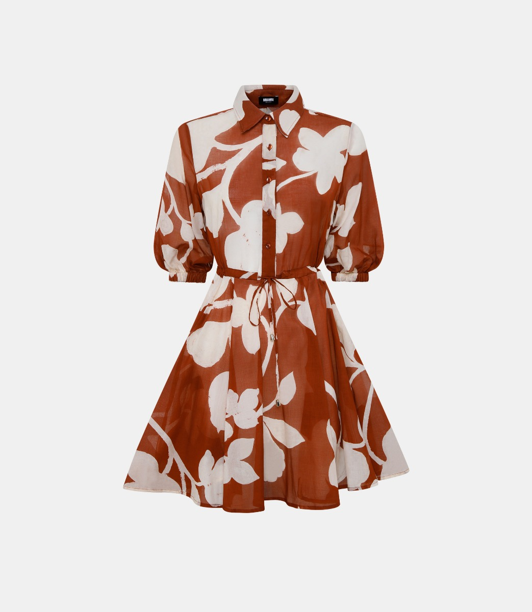 Mini dress with balloon sleeves - Printed - NaraMilano
