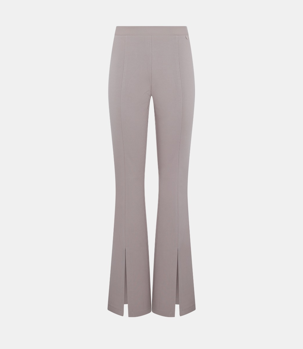 Flared trousers with front slit - GREY - NaraMilano